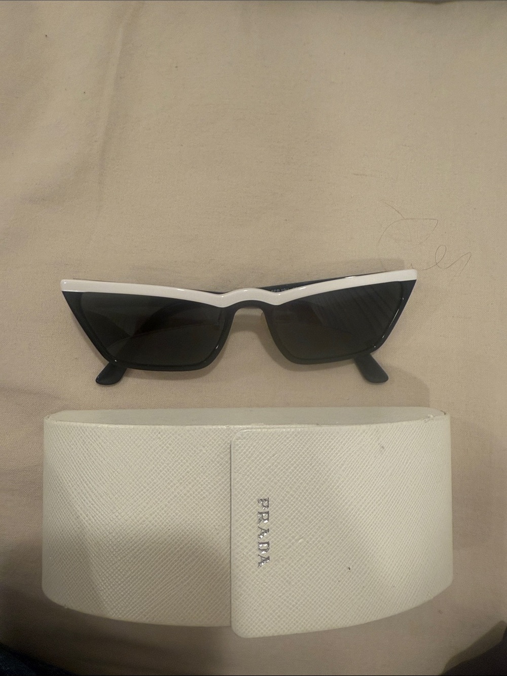 Vintage Prada Two-Tone Cat Eye Sunglasses - White/Black